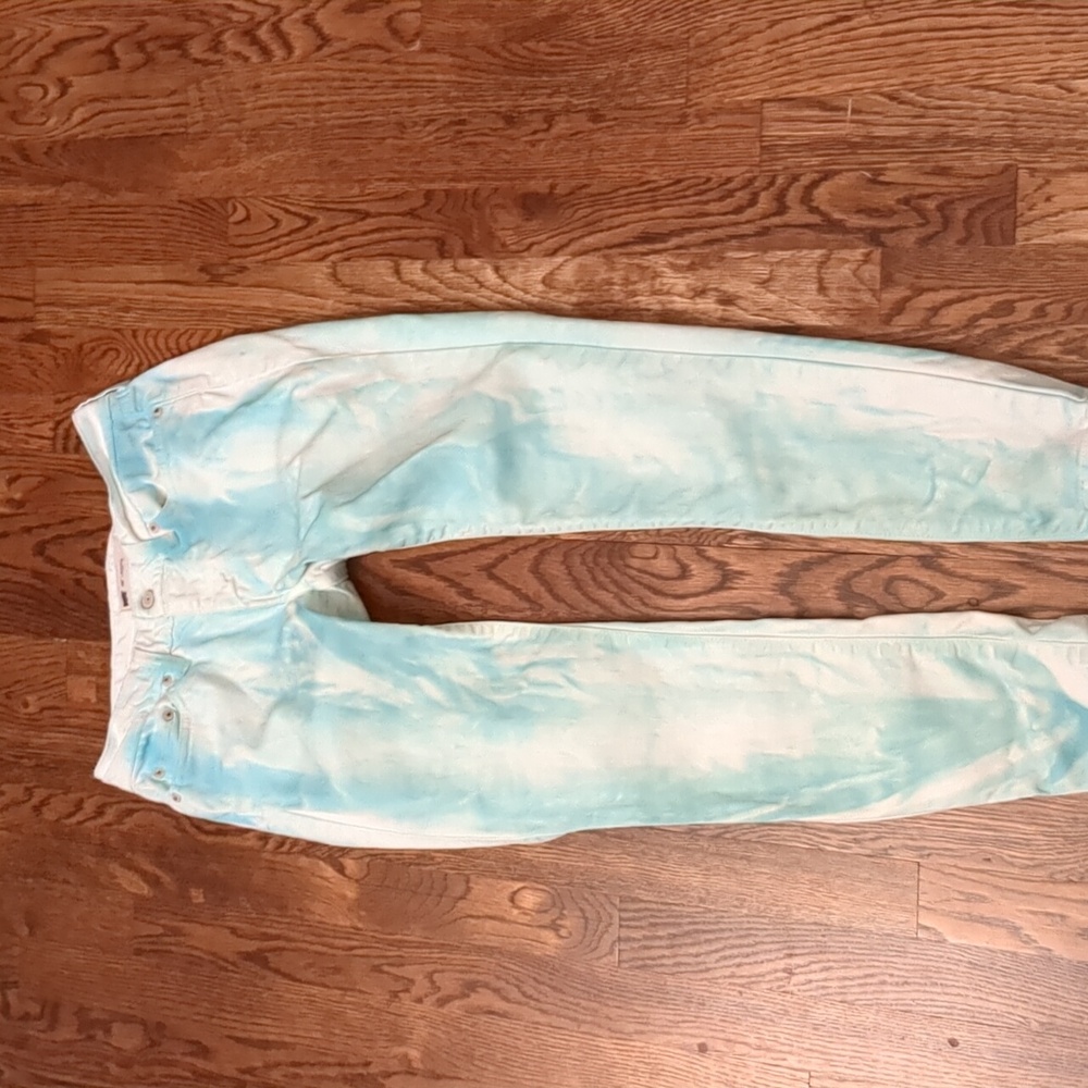 Womens green & white tye dye Levi 535 legging